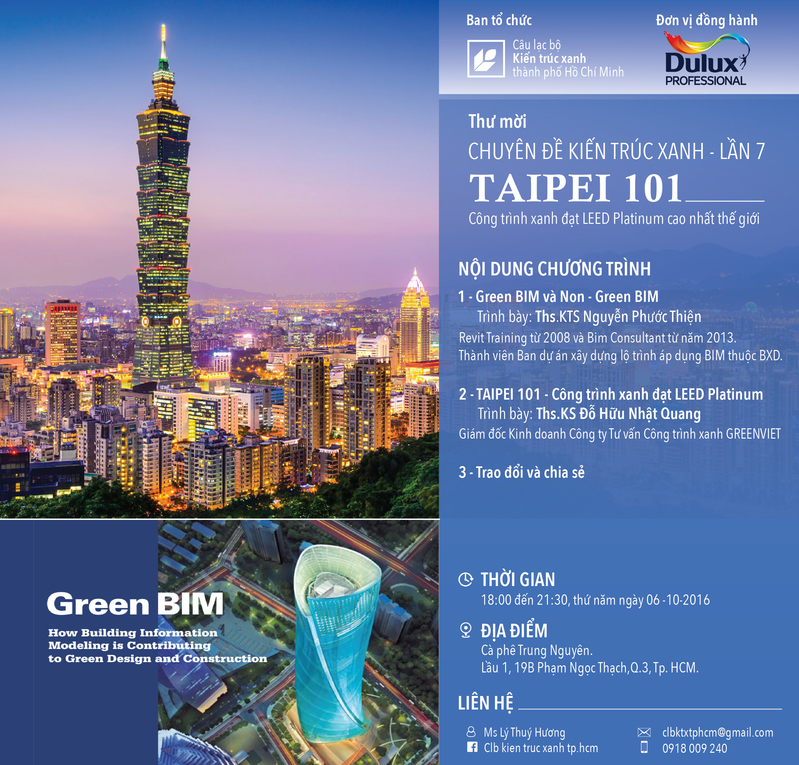[HCMC] Chuyên đề Kiến trúc Xanh lần 7 – Taipei 101